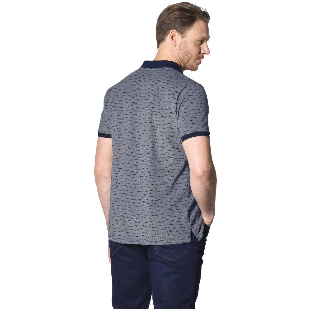 Jan Vanderstorm Poloshirt HALVESEN blau gemustert Großer Ausverkauf