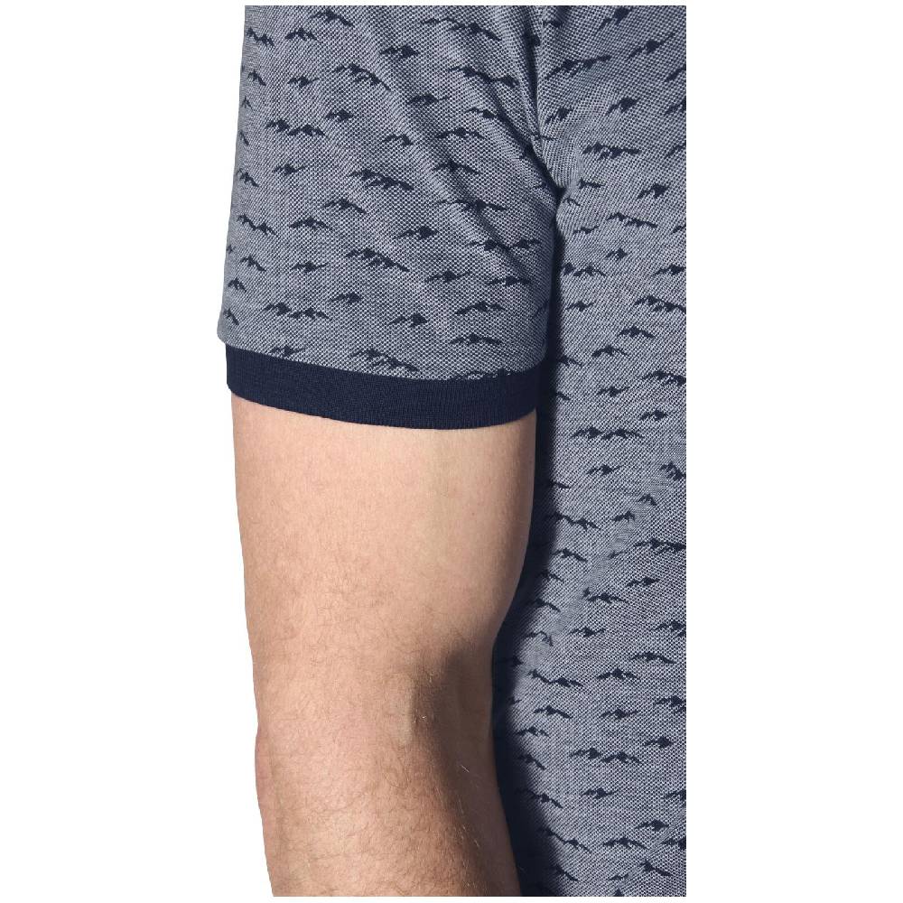 Jan Vanderstorm Poloshirt HALVESEN blau gemustert Großer Ausverkauf