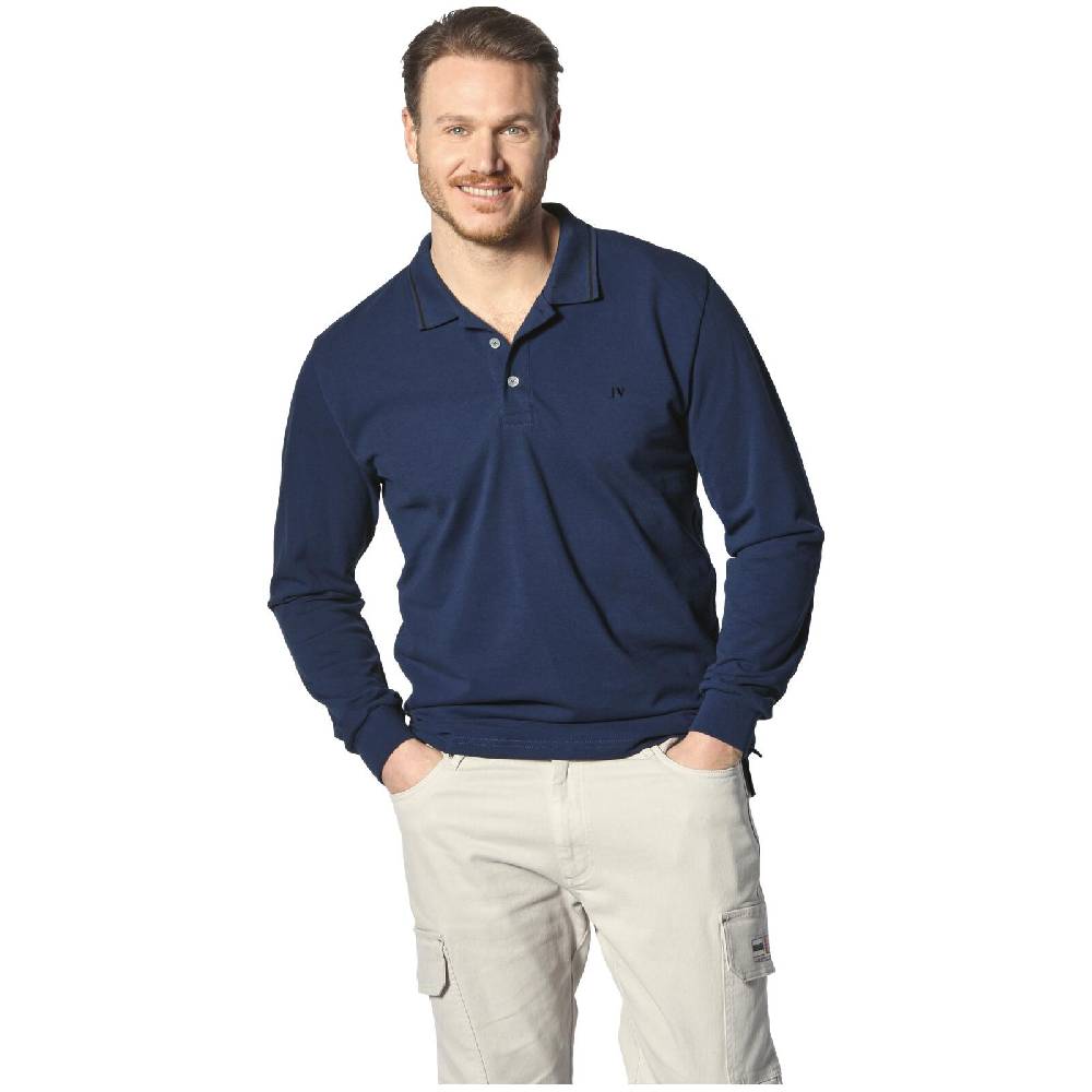 Jan Vanderstorm Langarm-Poloshirt ELLIS royal blau Neueste Mode