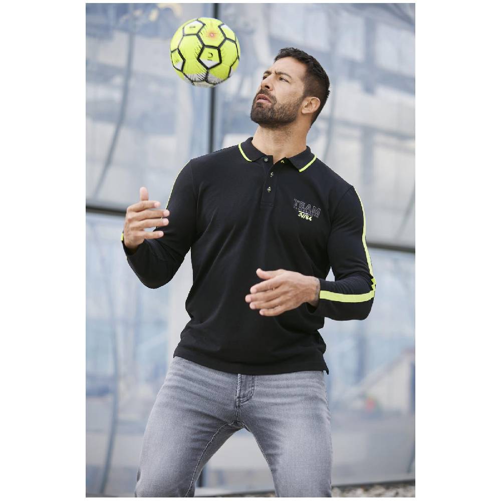 Jan Vanderstorm Langarm-Poloshirt SIGURDHILD schwarz Online Outlet