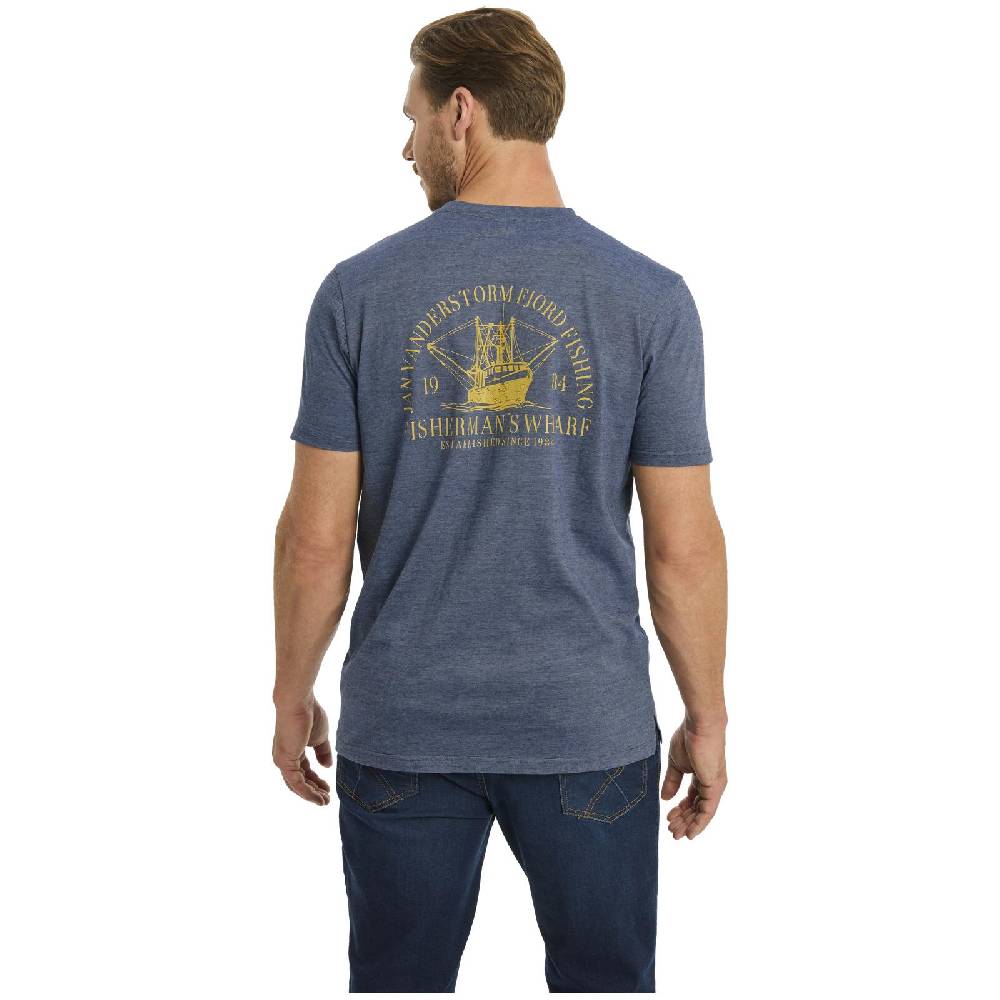 Jan Vanderstorm T-Shirt BERNULF blau melange Nur noch ein Tag übrig