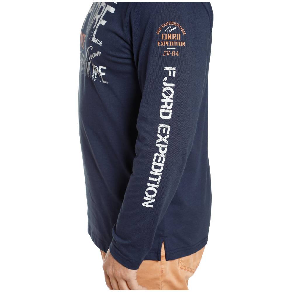 Jan Vanderstorm Langarmshirt ELION dunkelblau Schlussverkauf