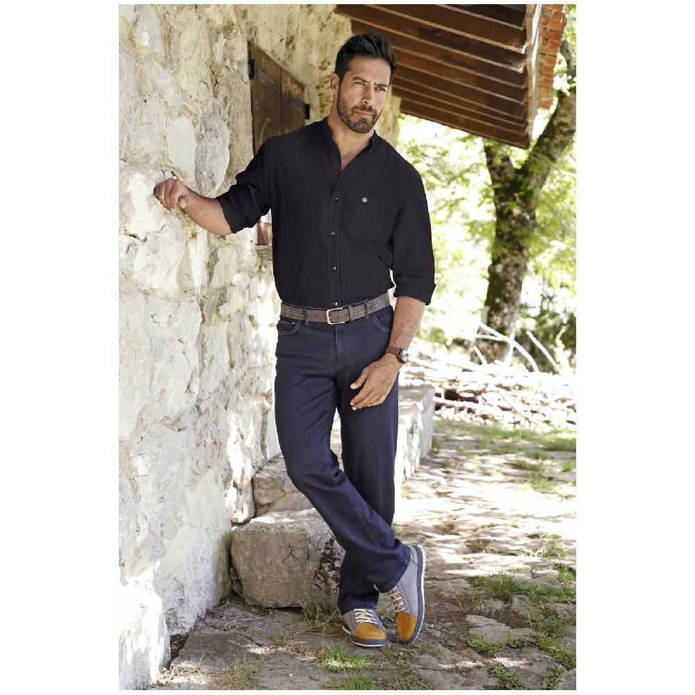 Jan Vanderstorm Stehkragenhemd KALLU schwarz Blitzangebot
