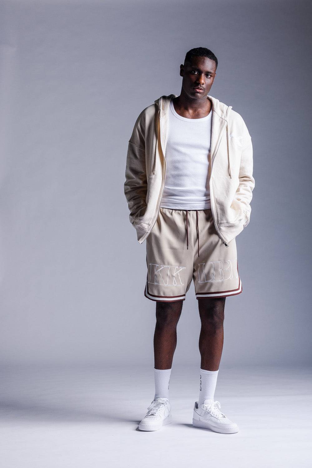 Karo Kauer Zipped Hoodie Beige Auslauf