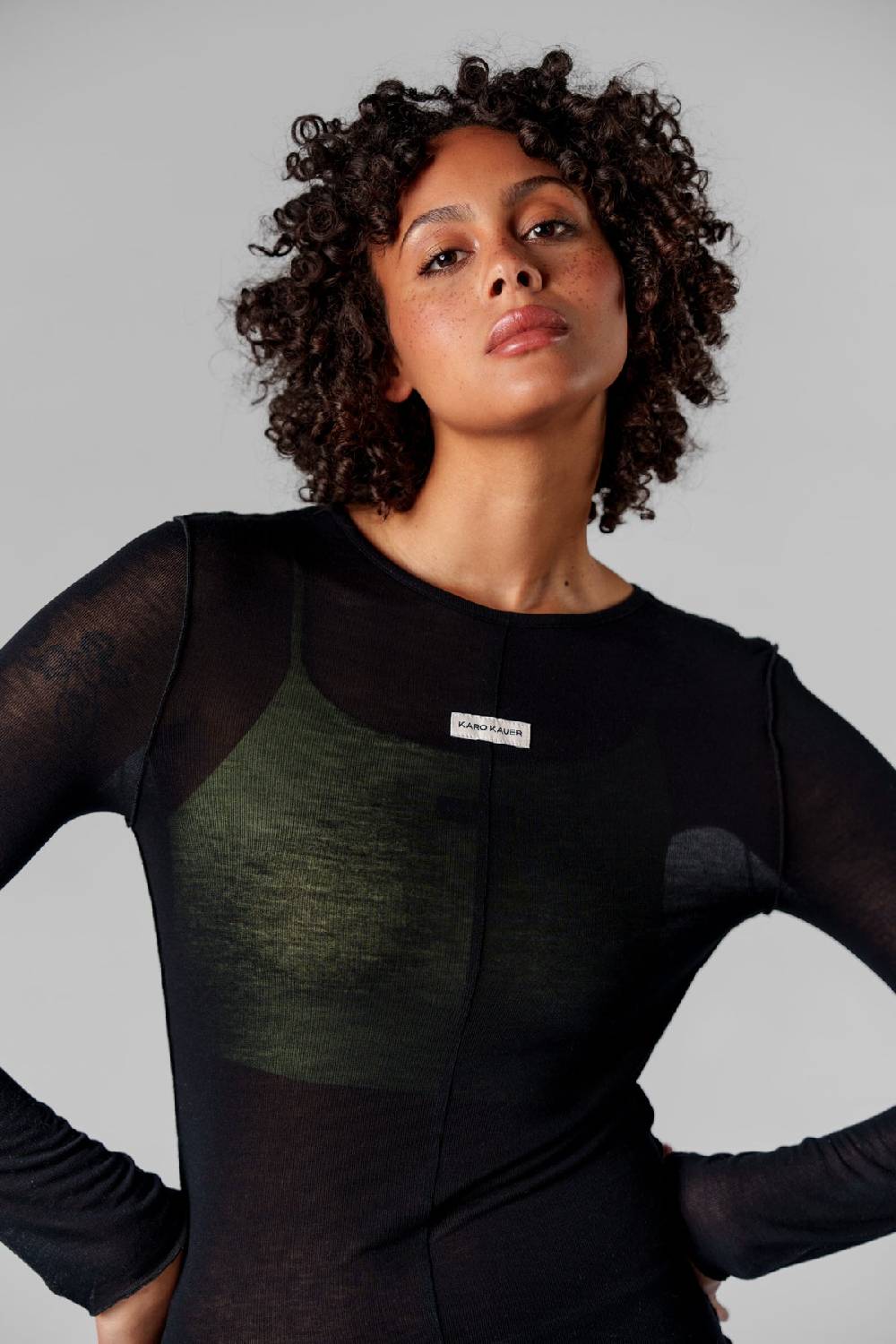 Karo Kauer Mesh Longsleeve Black Räumungsverkauf