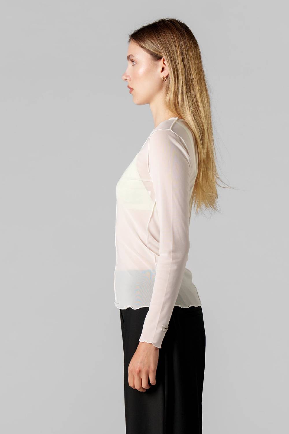 Karo Kauer Mesh Longsleeve Creme Kauf eins, bekomm eins gratis