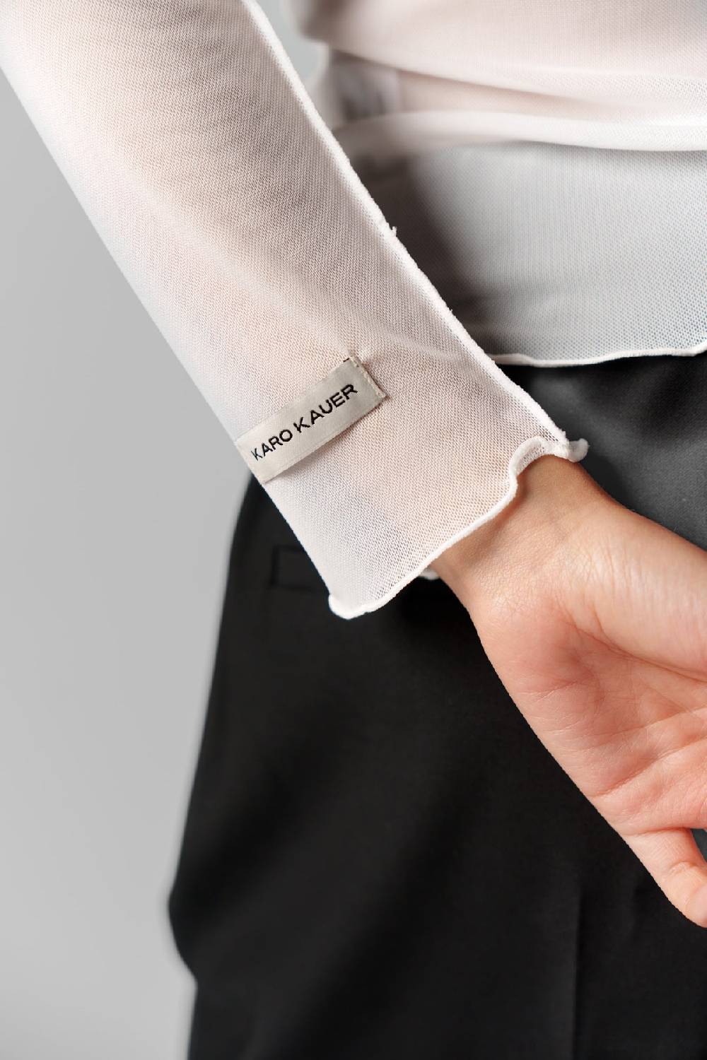 Karo Kauer Mesh Longsleeve Creme Kauf eins, bekomm eins gratis