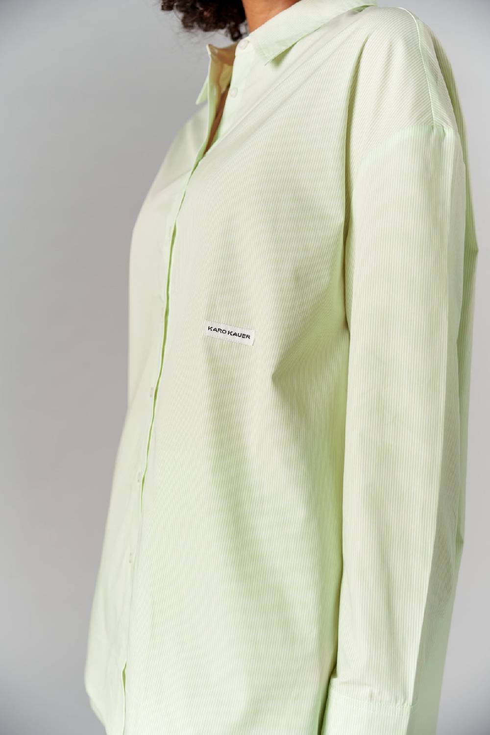 Karo Kauer Woven Blouse Striped Matcha Super Sparpreis