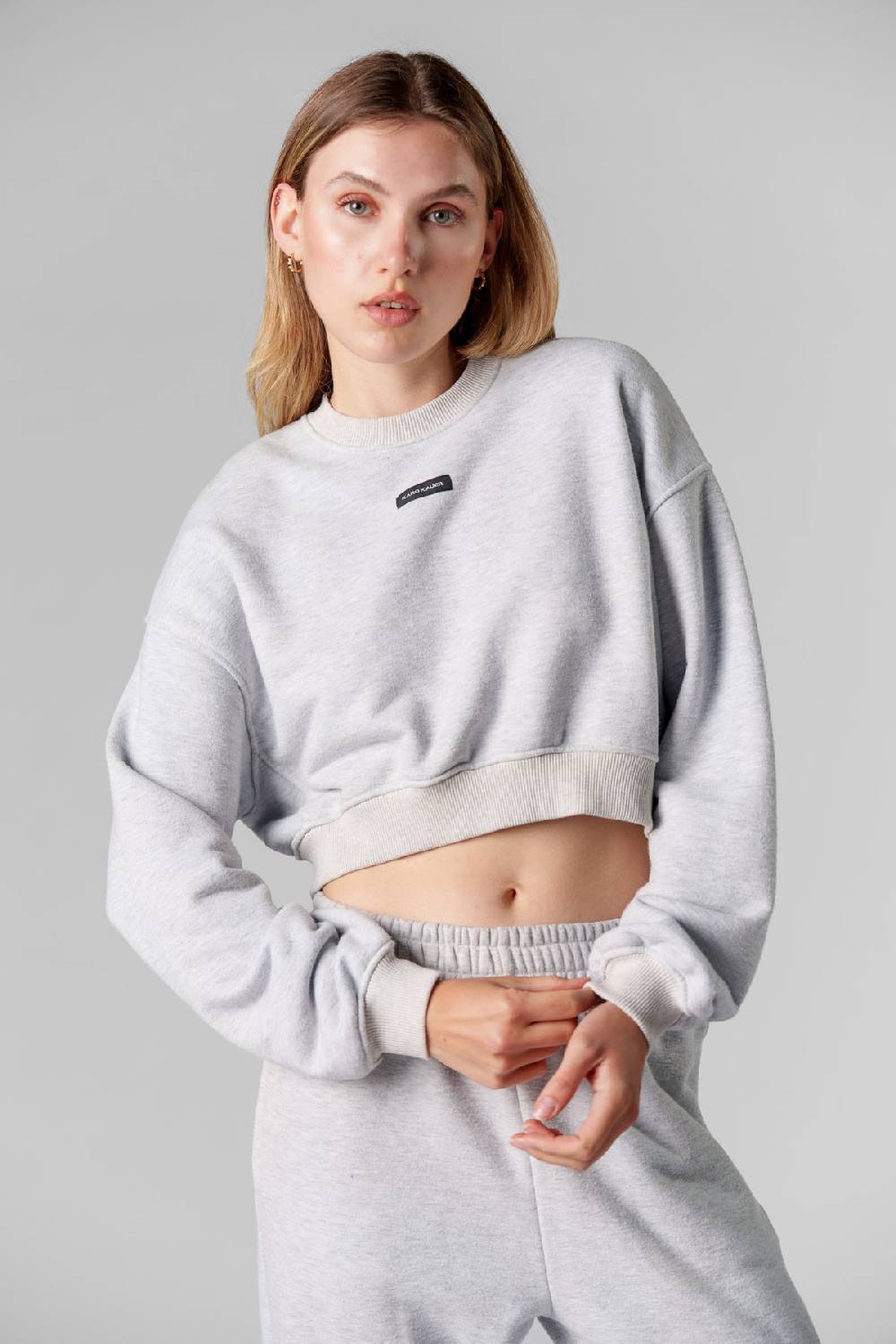 Karo Kauer Cropped Sweater Melange Kostenlose Rückgabe