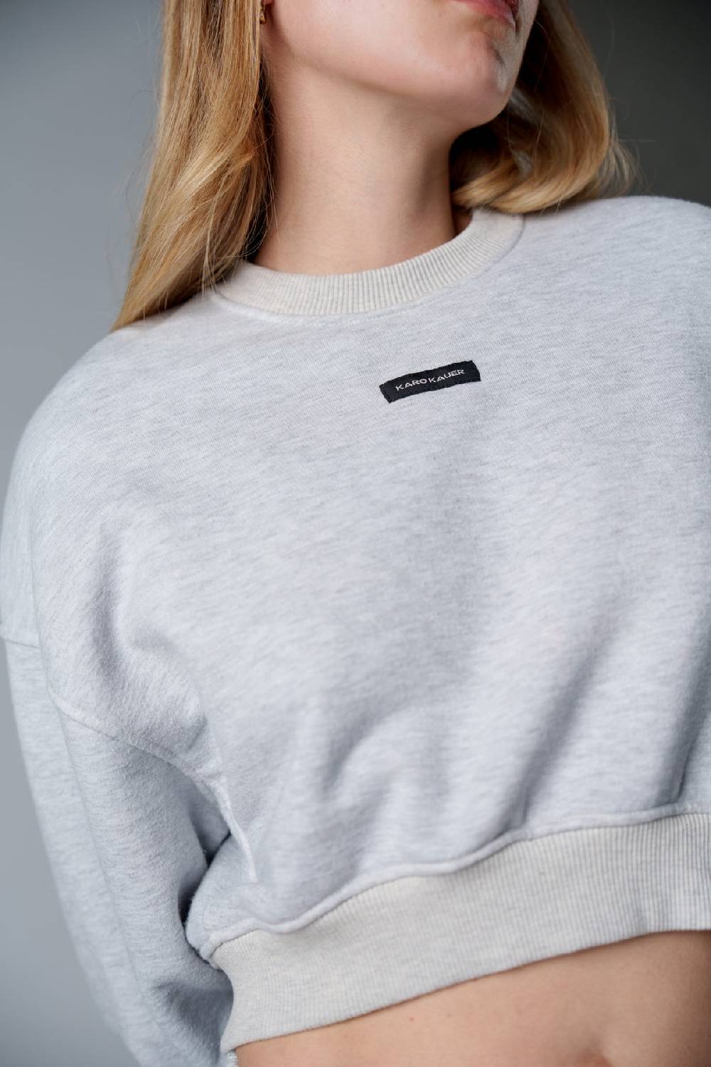 Karo Kauer Cropped Sweater Melange Kostenlose Rückgabe