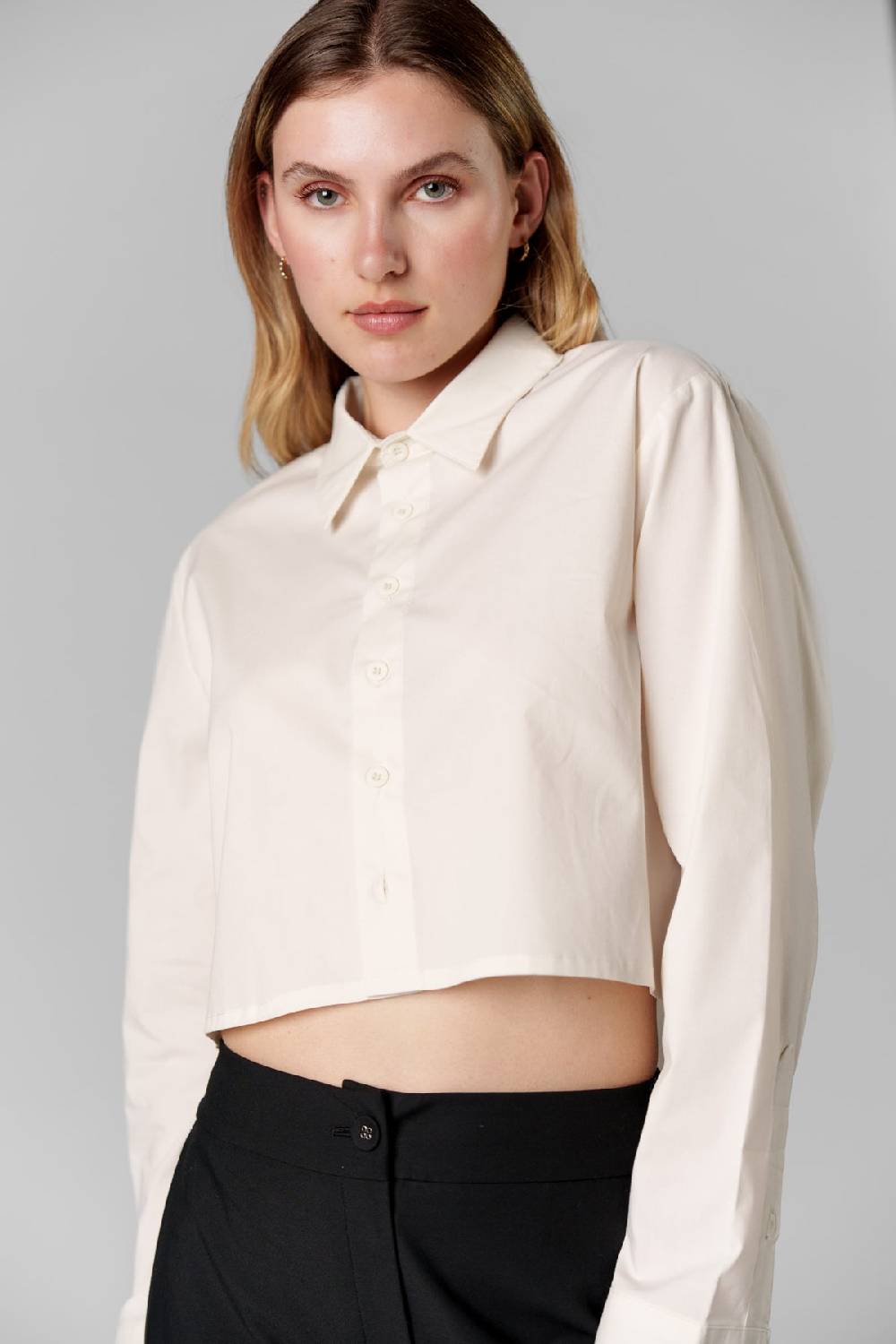 Karo Kauer Woven Blouse Cropped Creme Letzte 3 Tage
