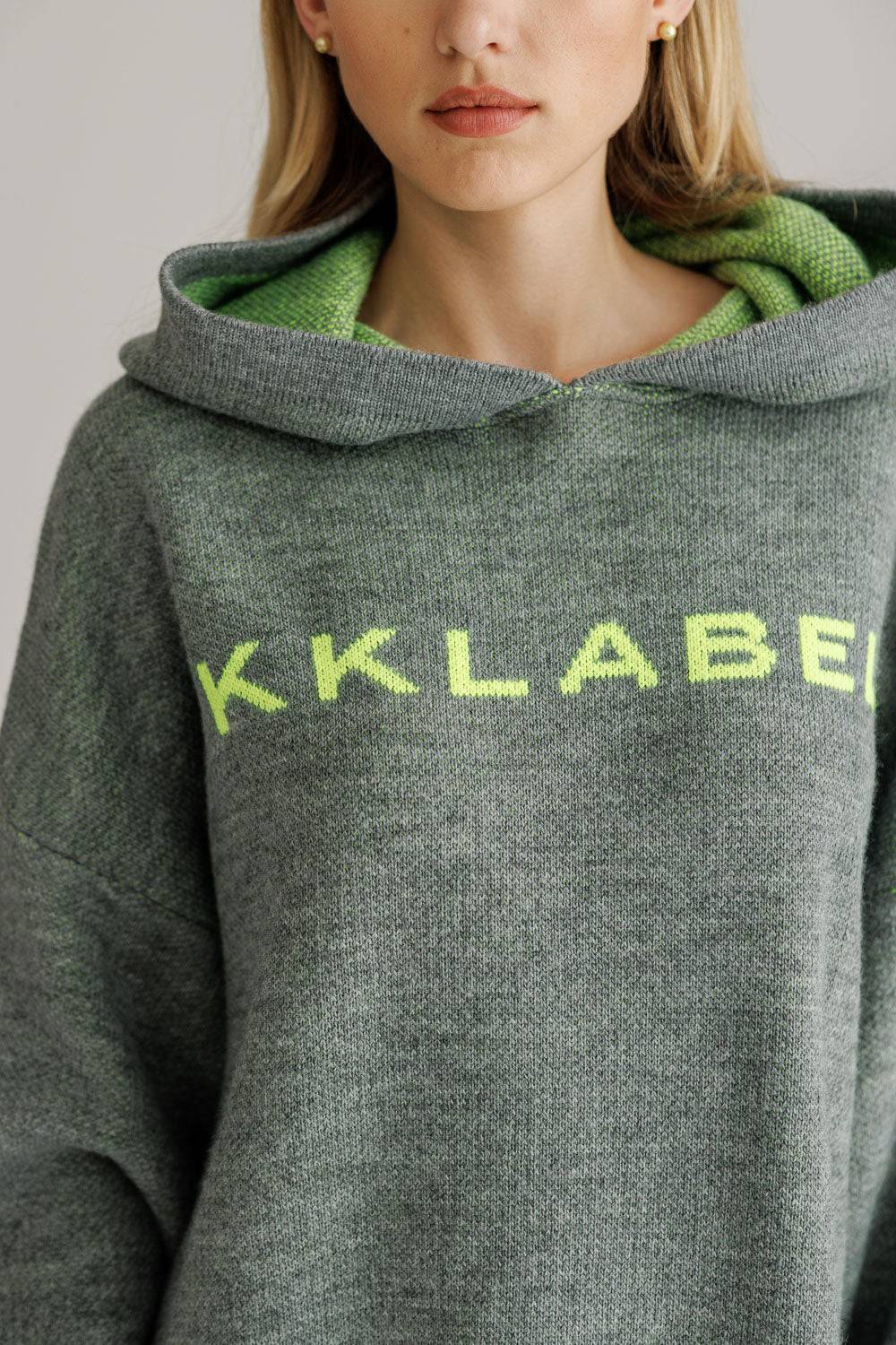 Karo Kauer Knit Hoodiedress Silver Grey Sonderangebot der Fabrik