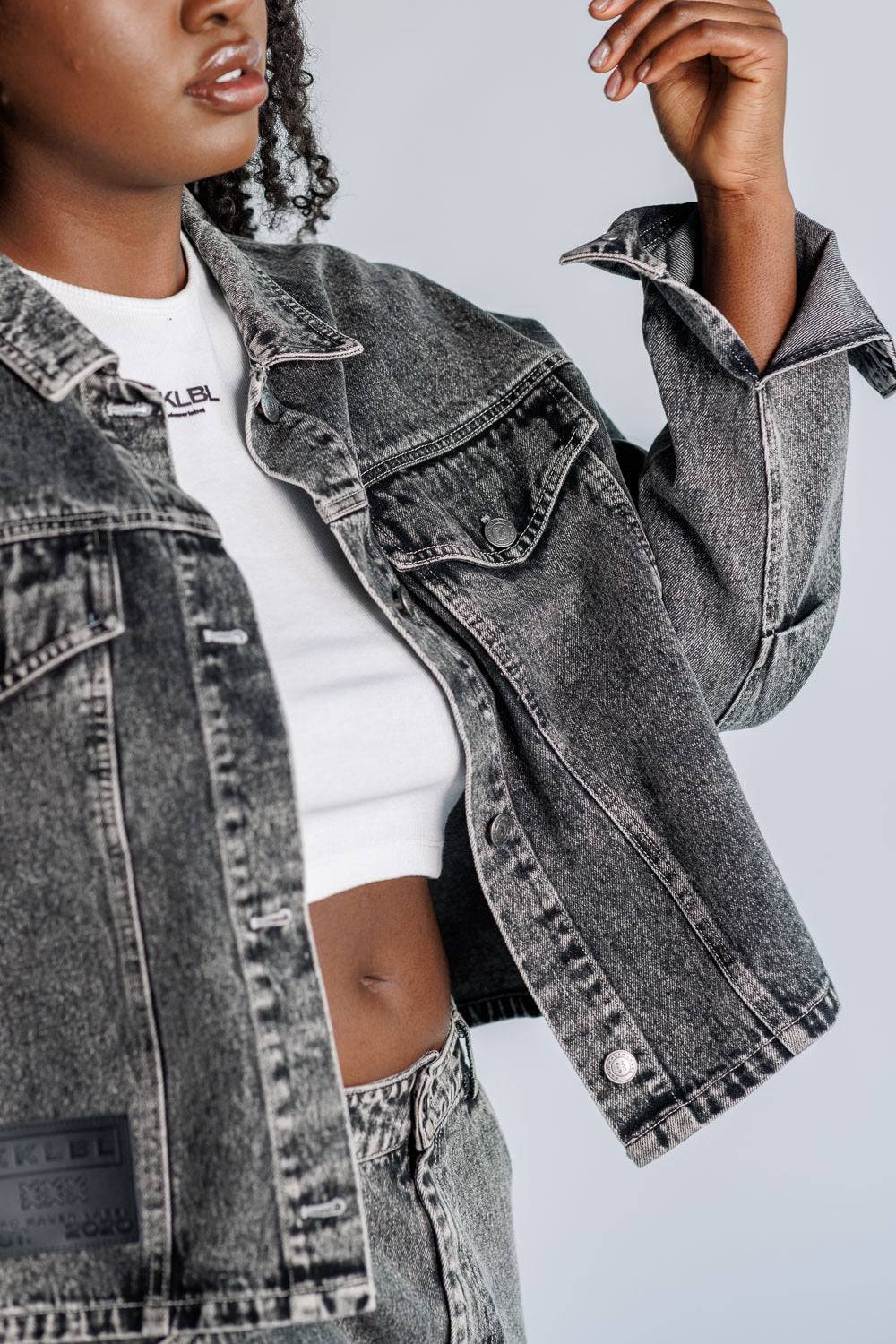 Karo Kauer Denim Jacket Black Speichern exportieren