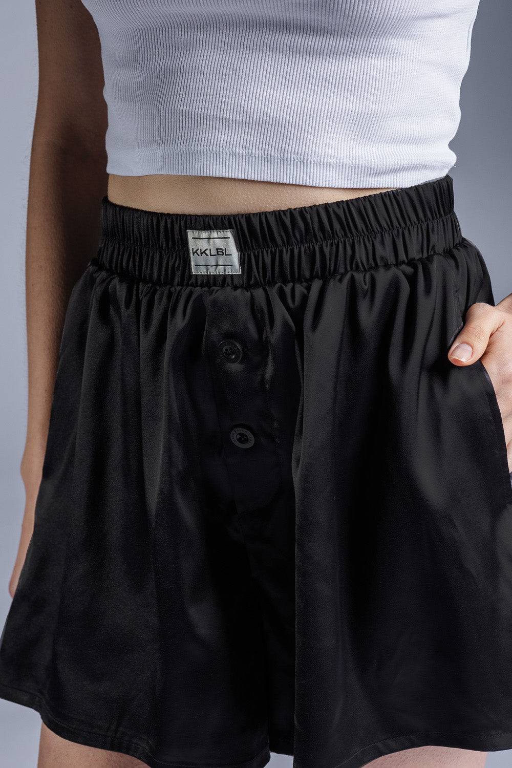Karo Kauer Woven Shorts Black Neueste Mode