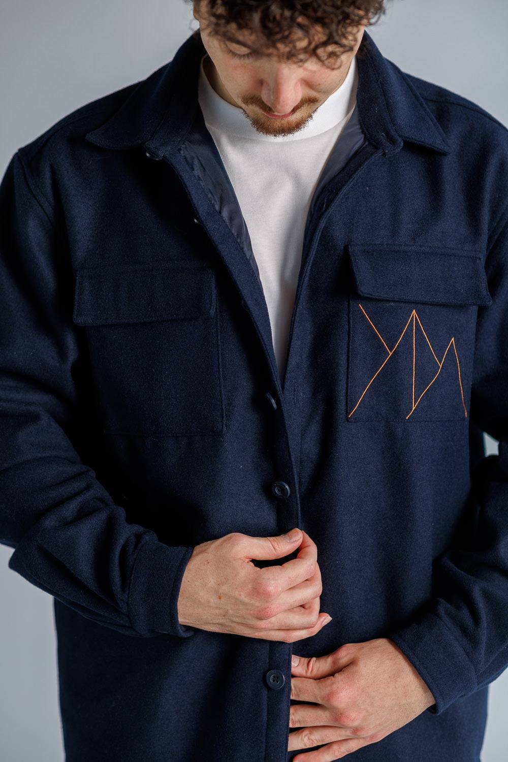 Karo Kauer Overshirt Dark Blue Günstiger Verkauf