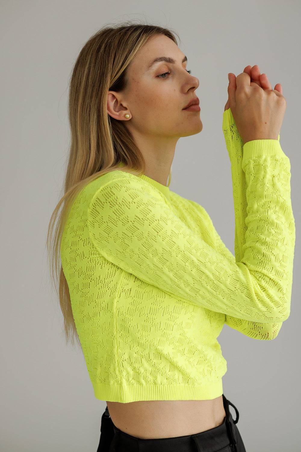 Karo Kauer Knit Shirt Cropped Neon Lime Kostenlose Rückgabe