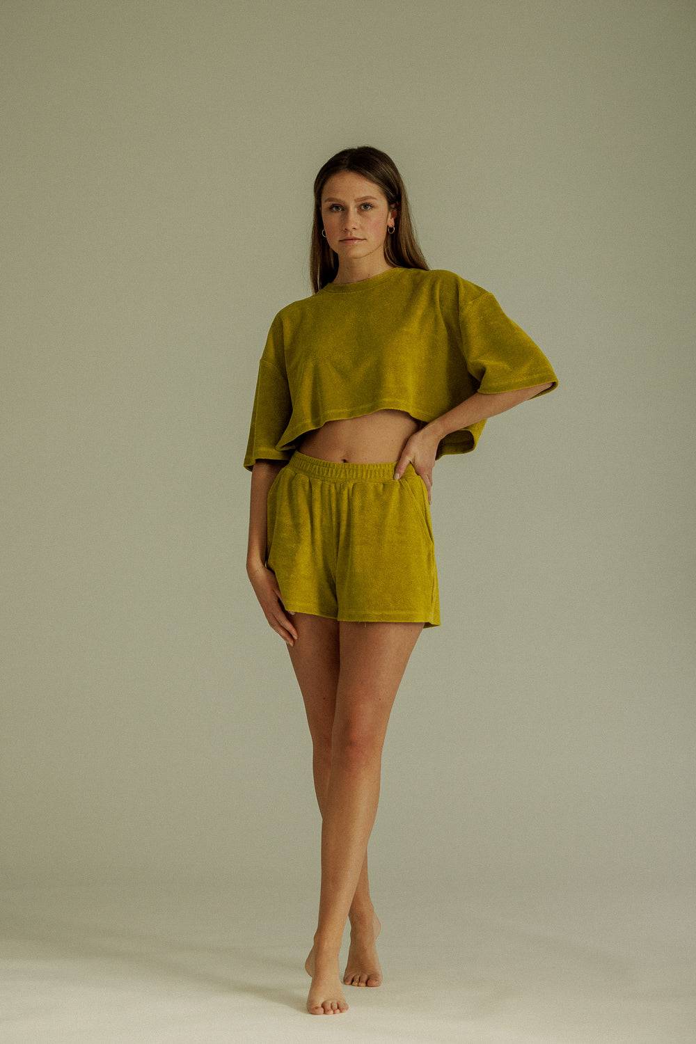 Karo Kauer Frottee T-Shirt Olive Outlet