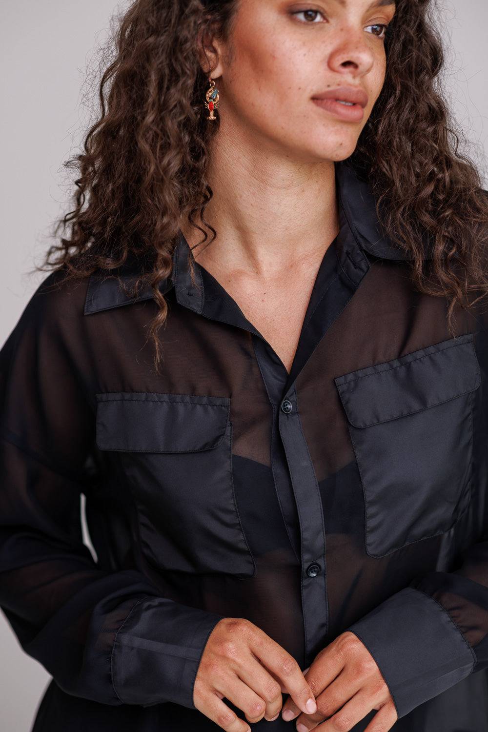 Karo Kauer Blouse Transparent Black Auslauf