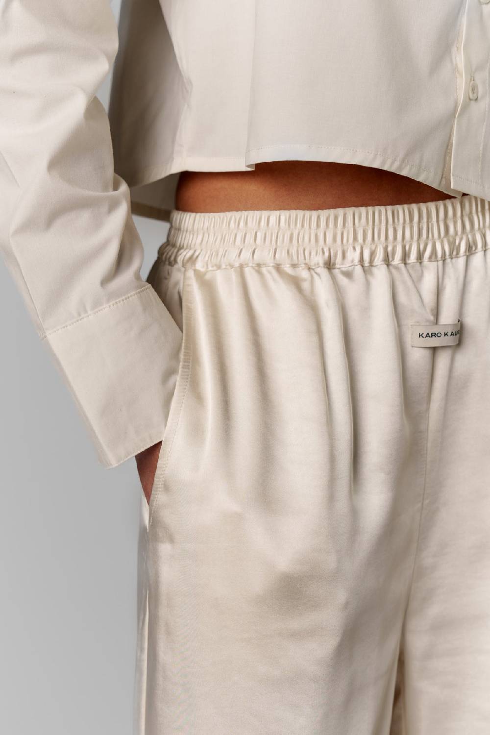 Karo Kauer Satin Pants Creme Schlussverkauf