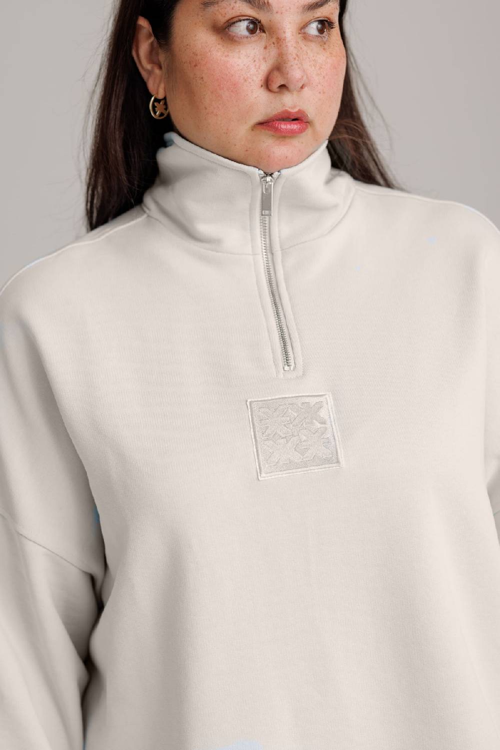 Karo Kauer Zipped Sweater Silver Grey Rabatt