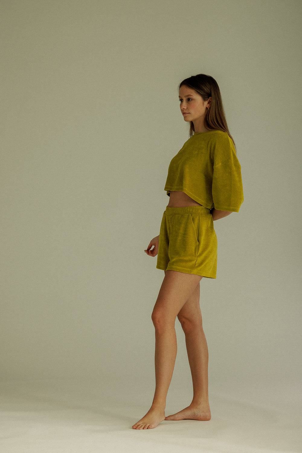 Karo Kauer Frottee Shorts Olive Preisnachlass