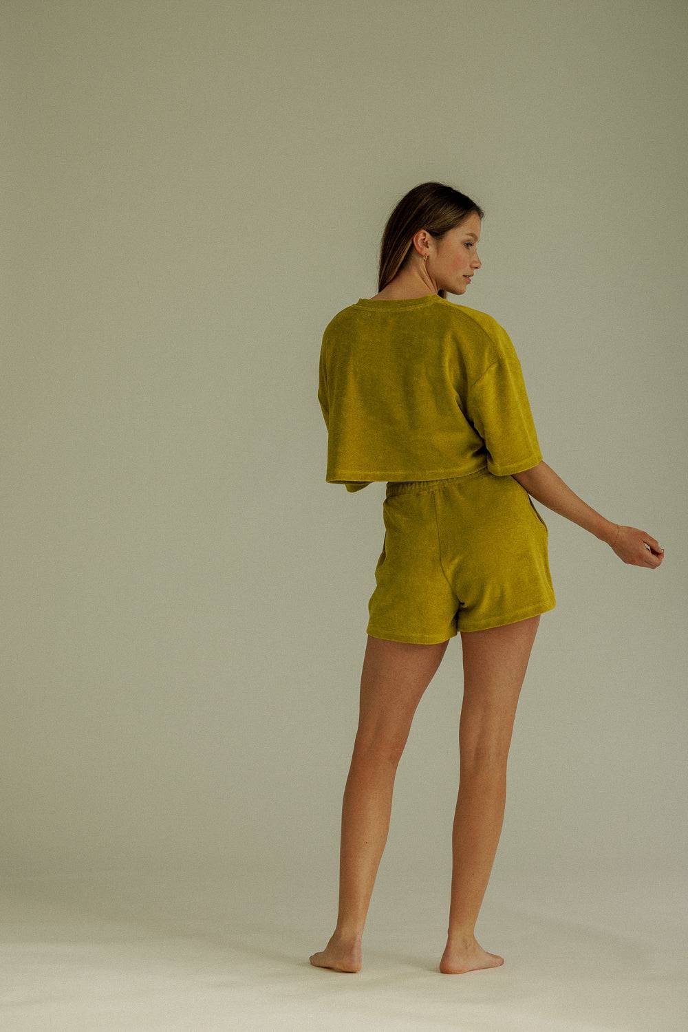Karo Kauer Frottee Shorts Olive Preisnachlass