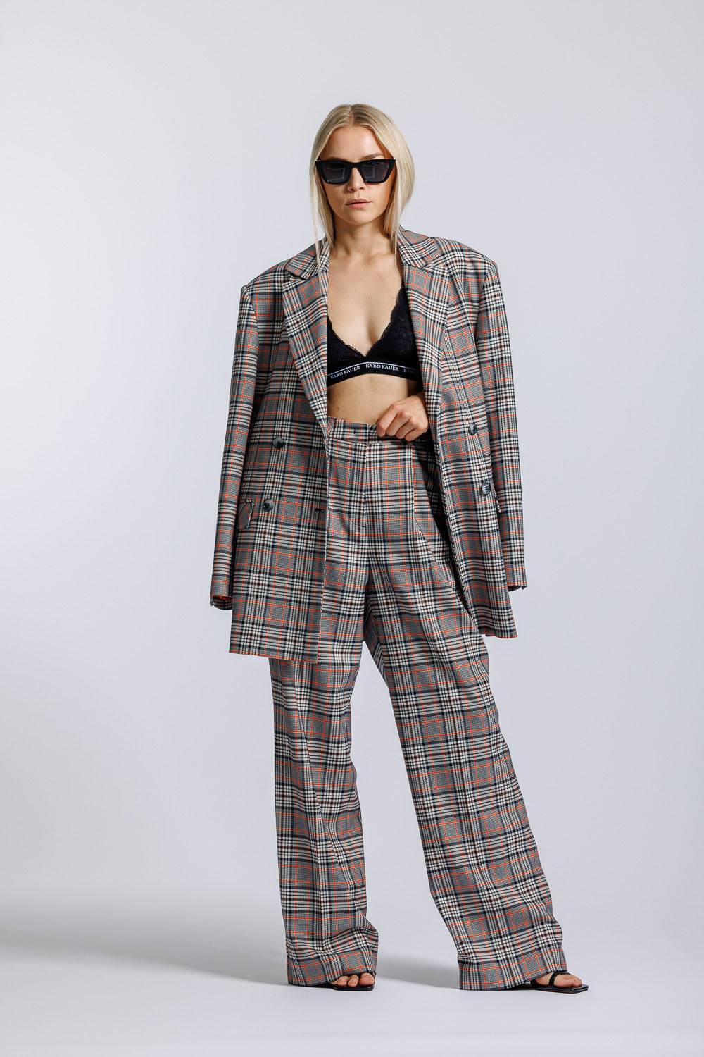 Karo Kauer Wide Leg Pants Checkered Lagerräumung