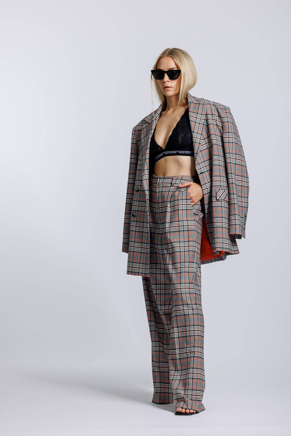 Karo Kauer Wide Leg Pants Checkered Lagerräumung