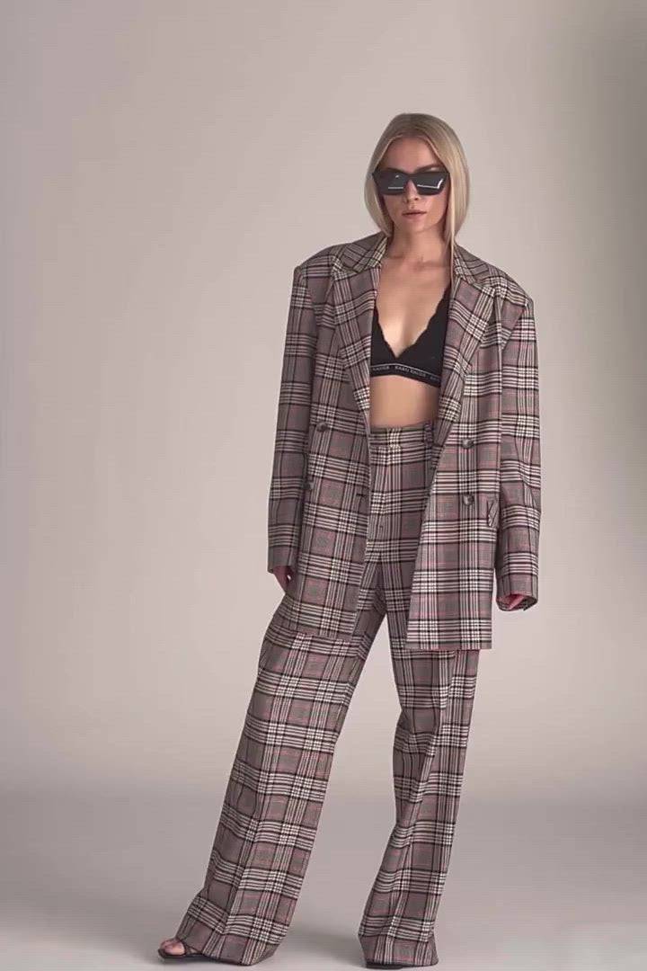 Karo Kauer Wide Leg Pants Checkered Lagerräumung