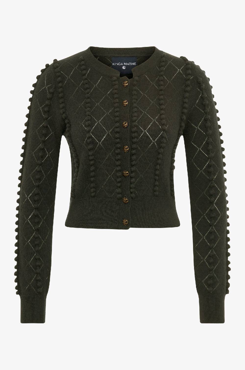 Kinga Mathe Cashmere Strickjacke Amalia in Olive Blitzangebot