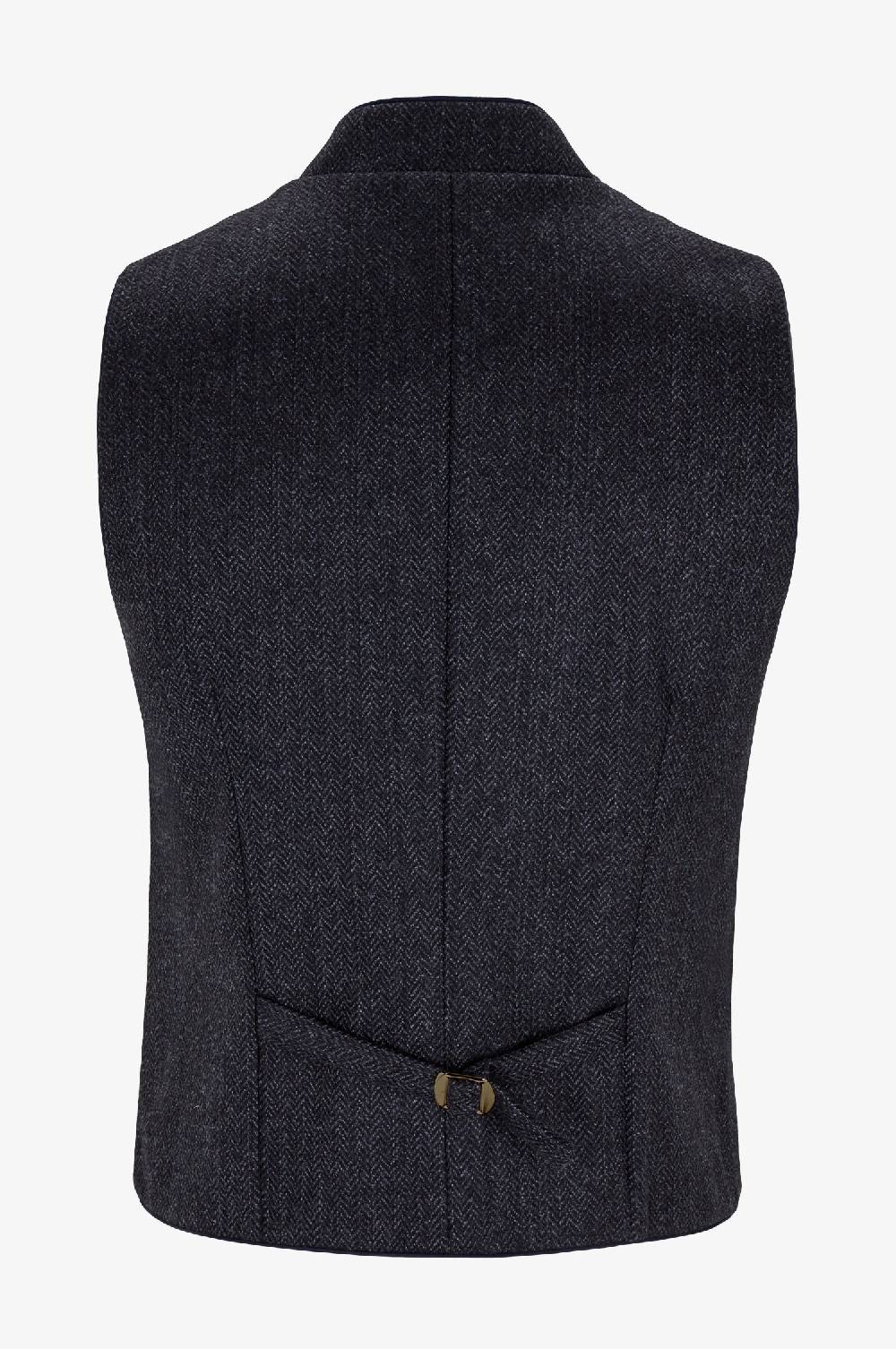 Kinga Mathe Gilet Nick aus Schurwolle in Anthrazit mit Paspel in Blau im Angebot