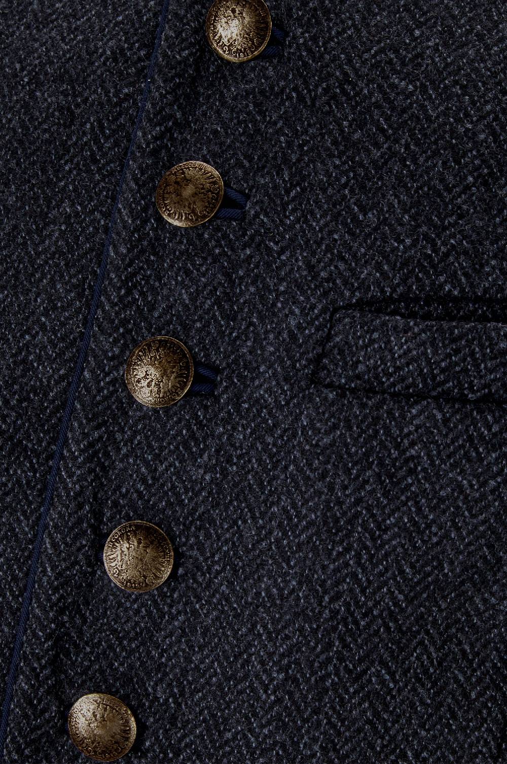 Kinga Mathe Gilet Nick aus Schurwolle in Anthrazit mit Paspel in Blau im Angebot