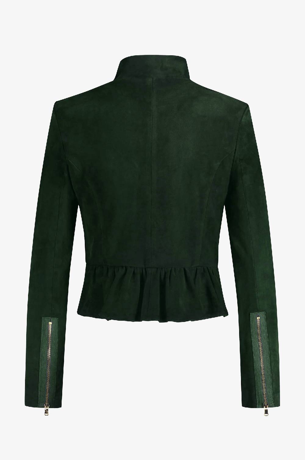 Kinga Mathe Lederjacke Sybille mit Schößchen in Tanne Großer Ausverkauf