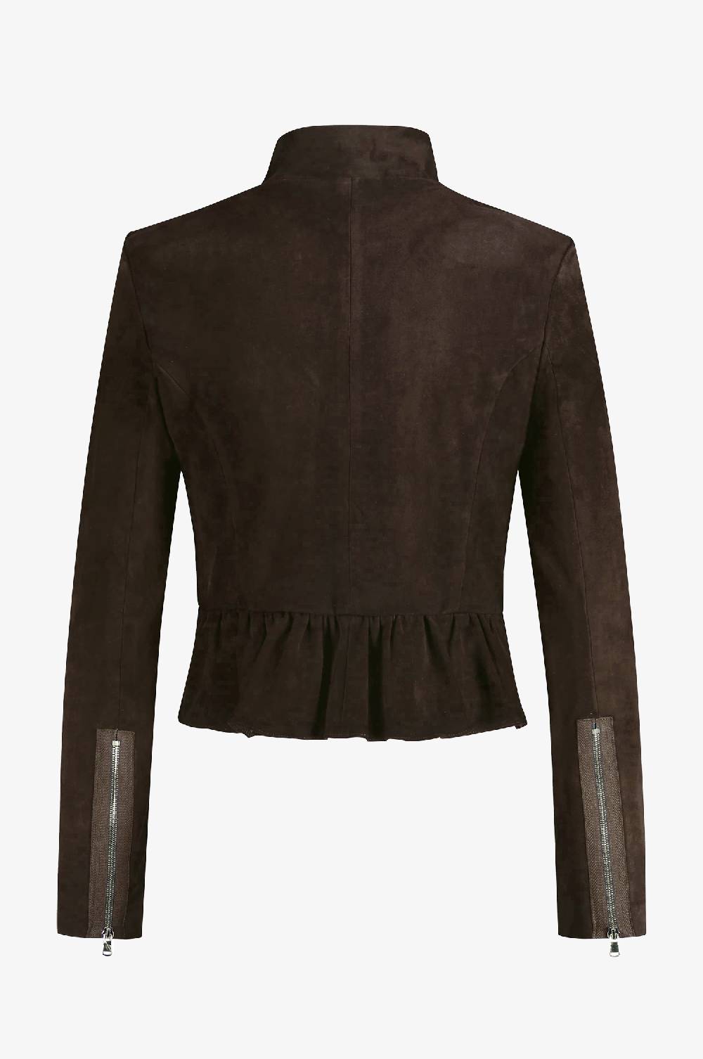 Kinga Mathe Lederjacke Sybille mit Schößchen in Flint Preisnachlass