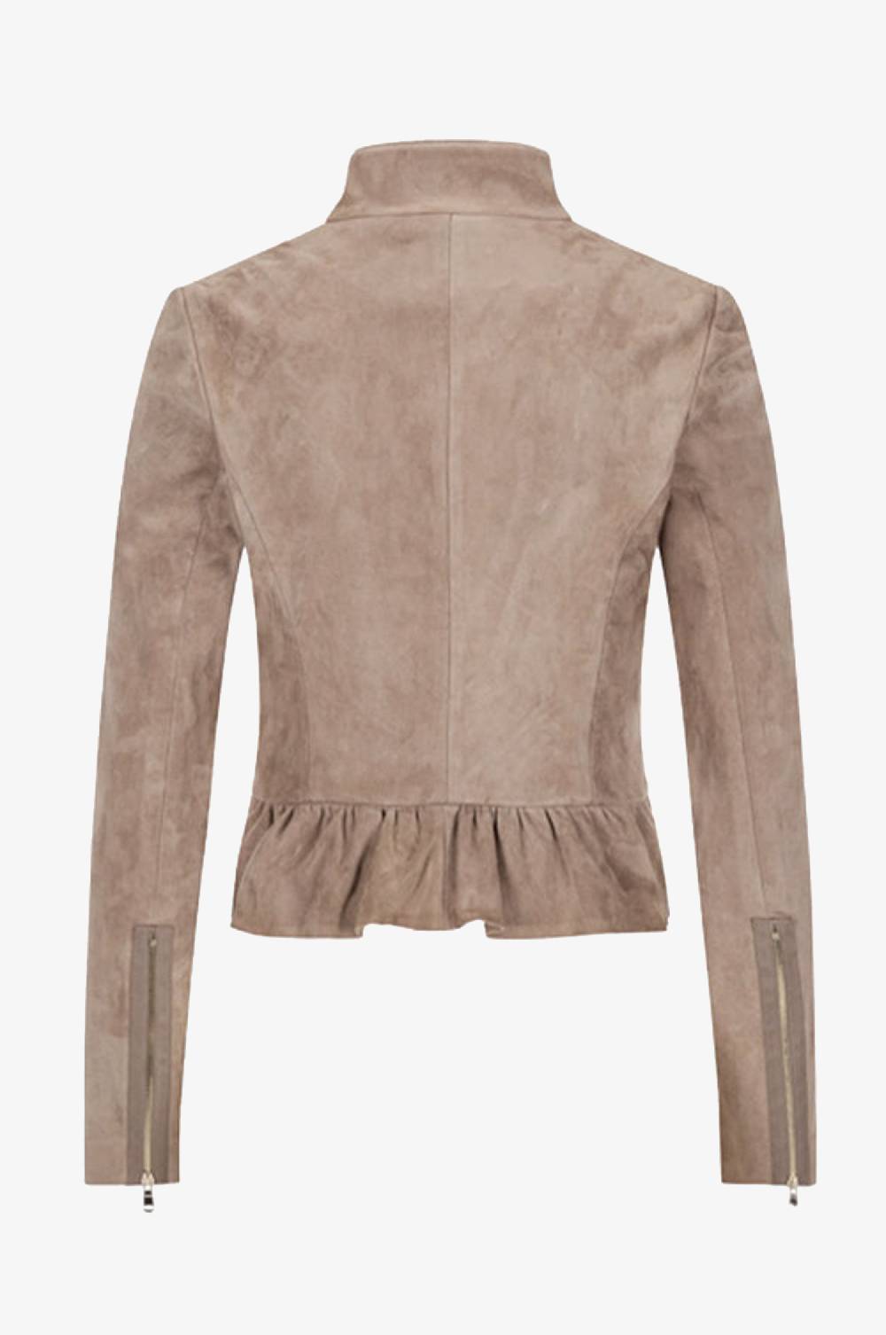 Kinga Mathe Lederjacke Sybille mit Schößchen in Rosenholz Vatertagsangebot