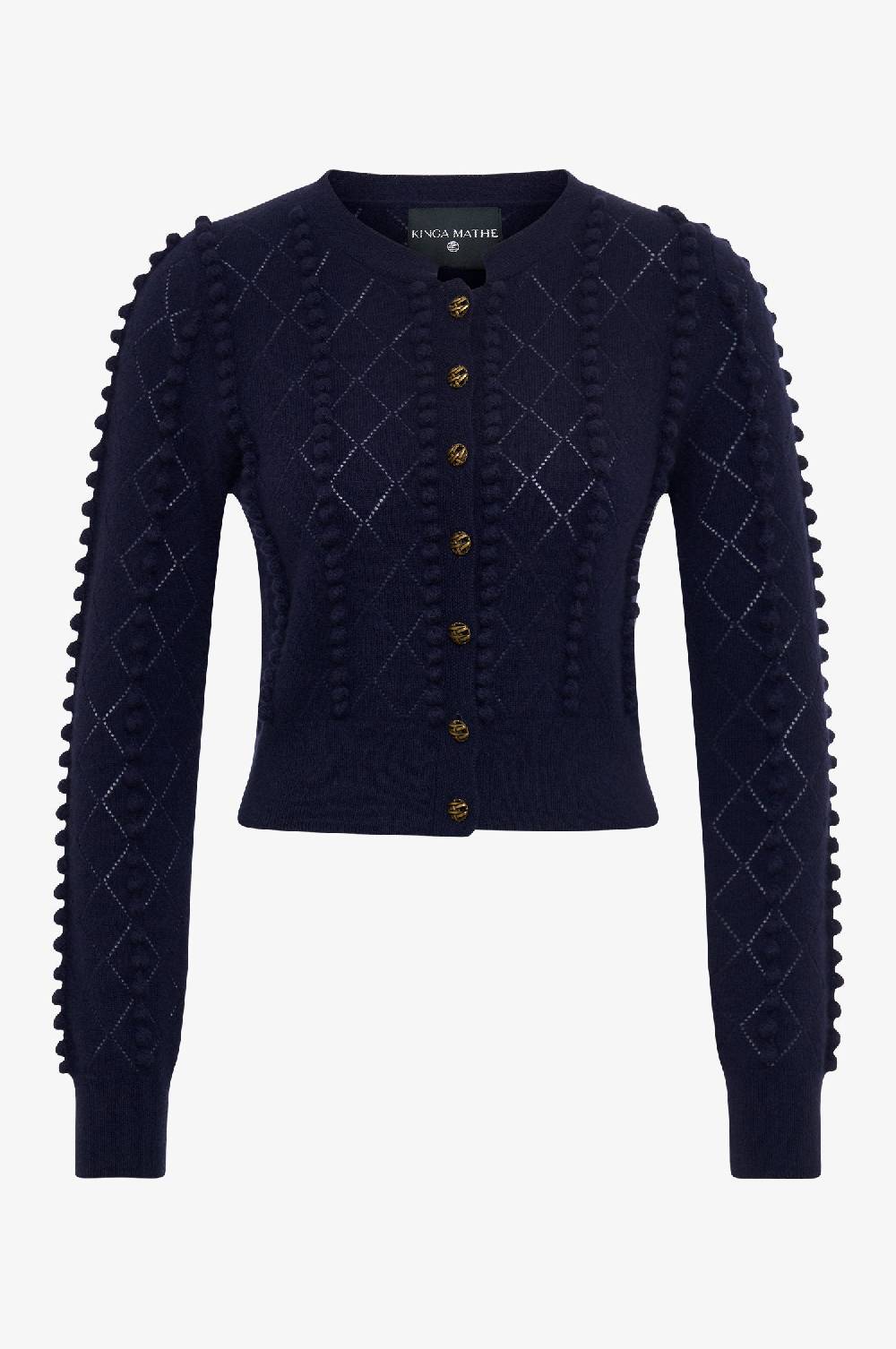 Kinga Mathe Cashmere Strickjacke Amalia in Nachtblau Neueste Mode