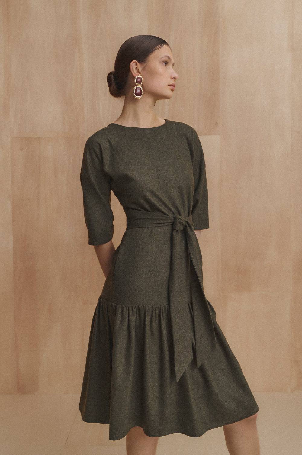 Kinga Mathe Kleid Isabella in Loden Sonderangebot