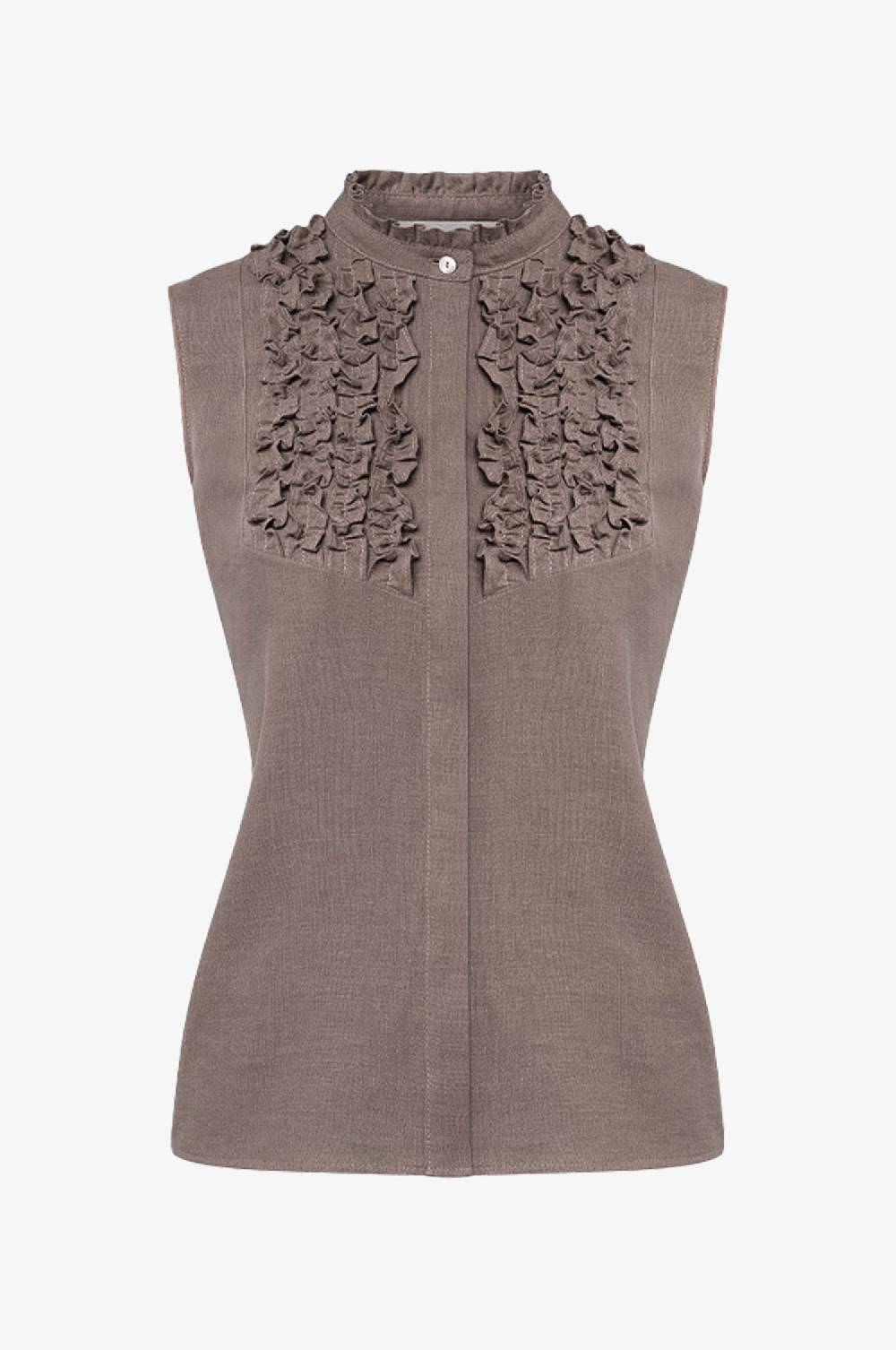 Kinga Mathe Leinenbluse Hanna in Taupe Valentinstagsangebot