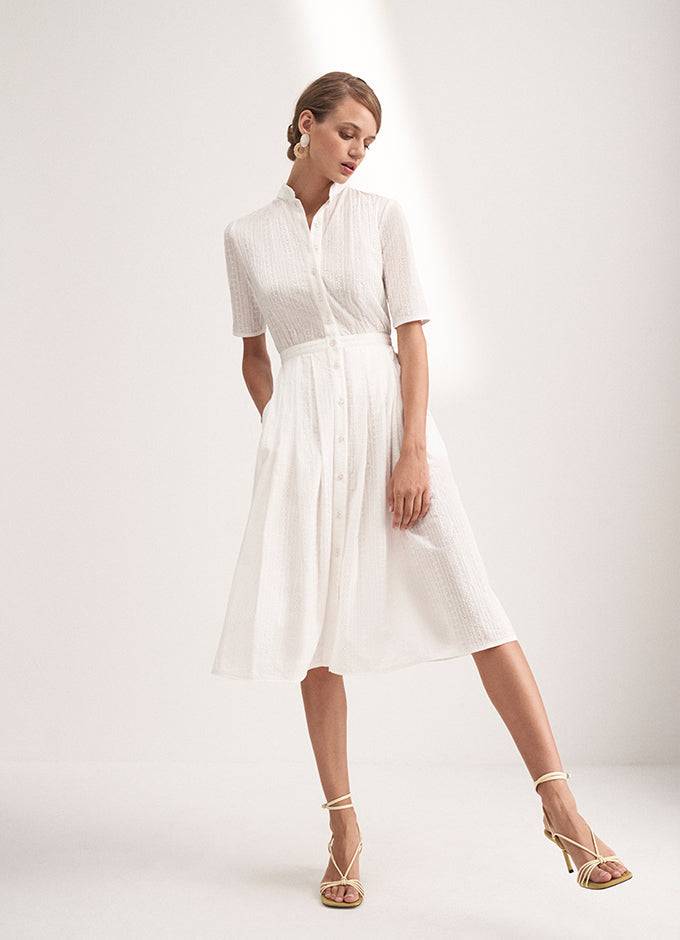 Kinga Mathe Baumwoll-Kleid Inas in Ivory Lagerräumung