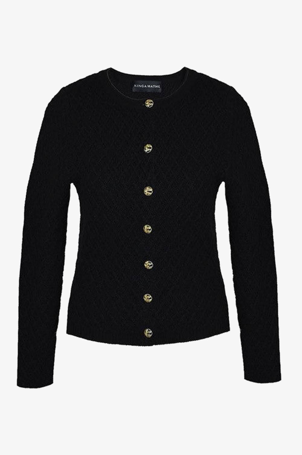Kinga Mathe Cashmere Strickjacke Flora in Schwarz Nur noch ein Tag übrig