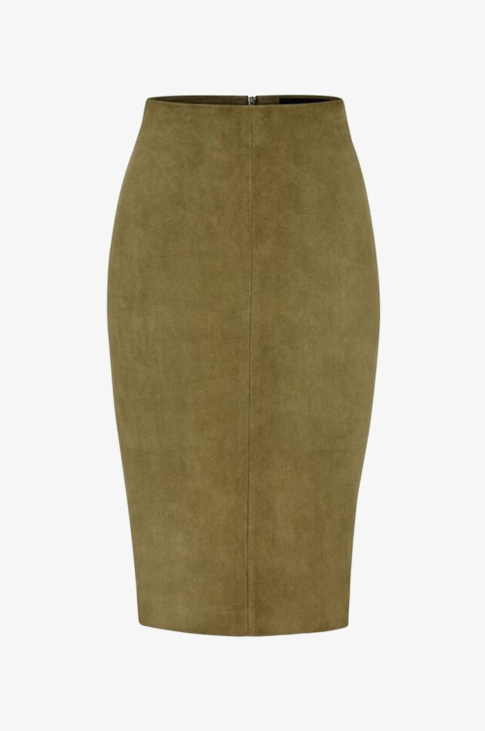 Kinga Mathe Lederrock Deborah in Khaki Auslauf
