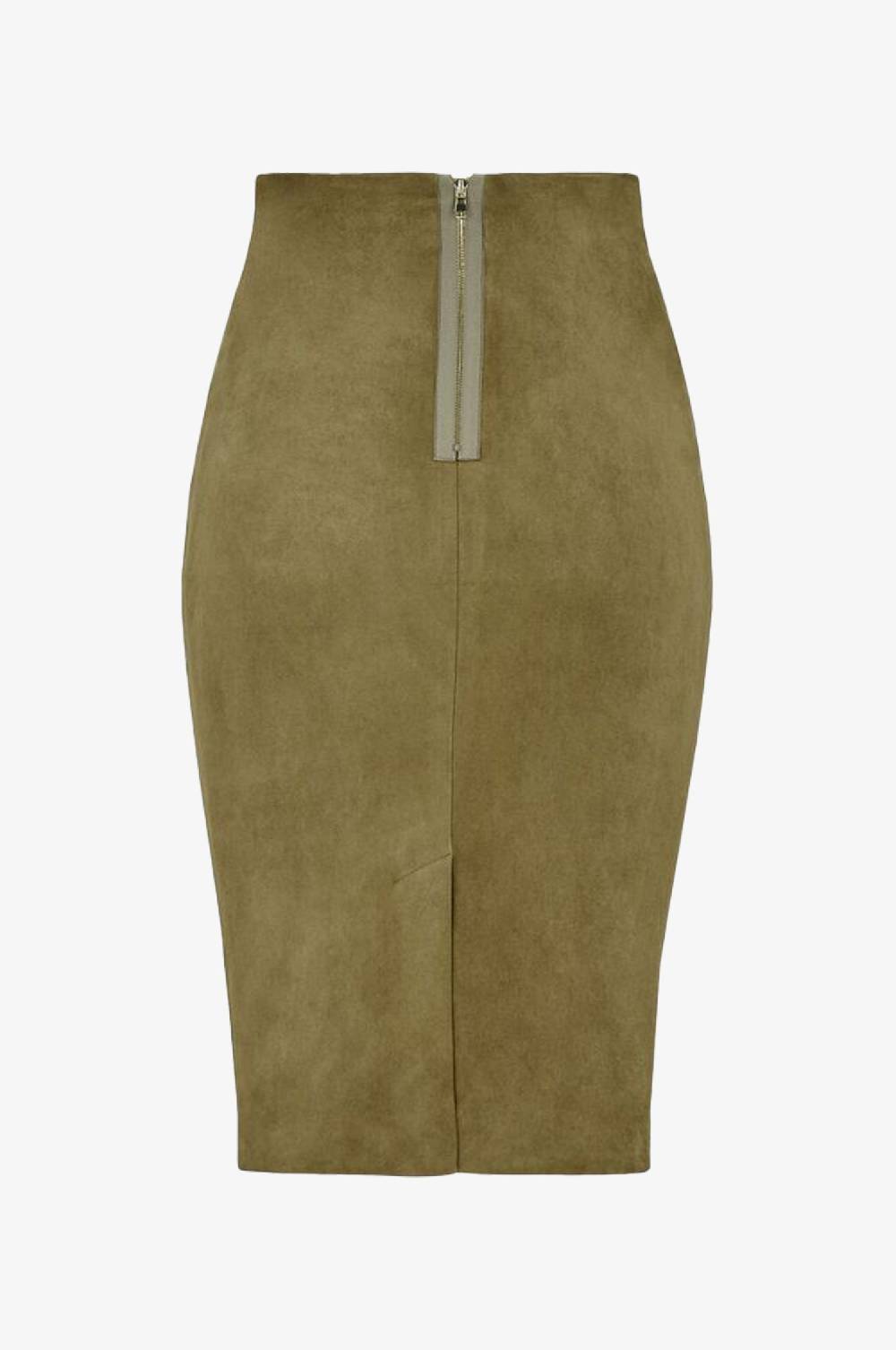 Kinga Mathe Lederrock Deborah in Khaki Auslauf