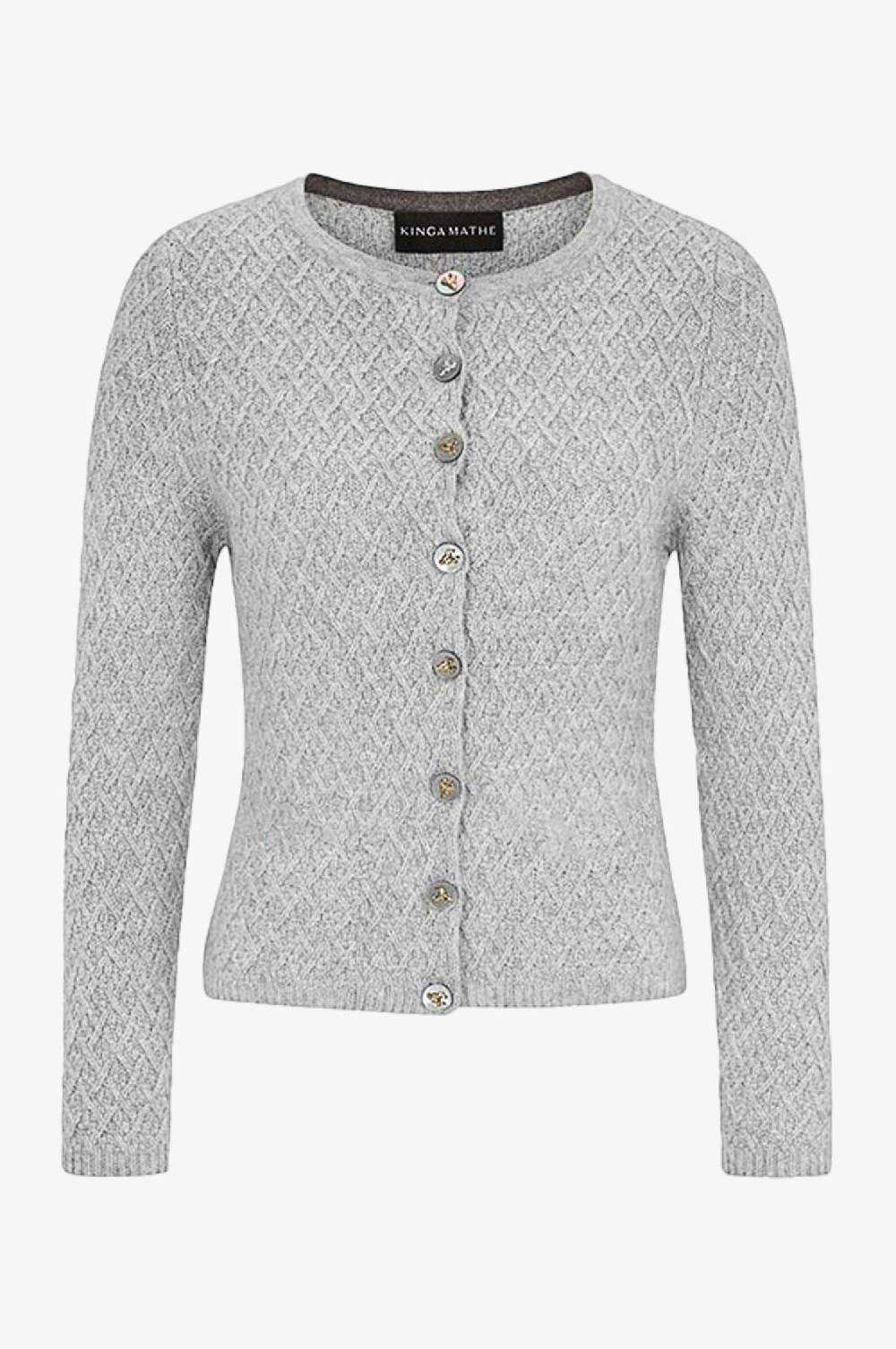 Kinga Mathe Cashmere Strickjacke Flora in Grau Angebote