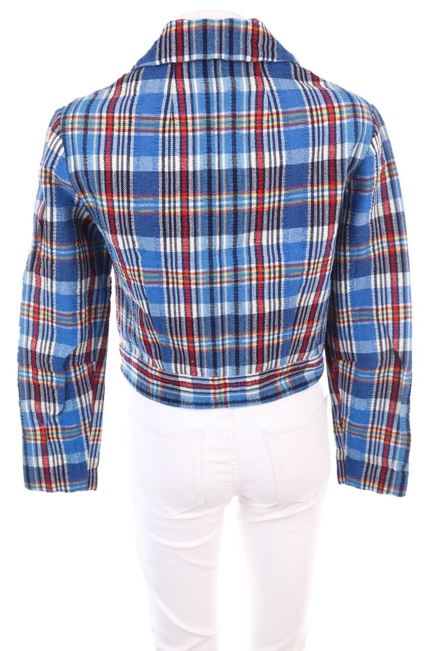 Carou VINTAGE Cropped-Jacke mit Tartan-Muster Rabatt
