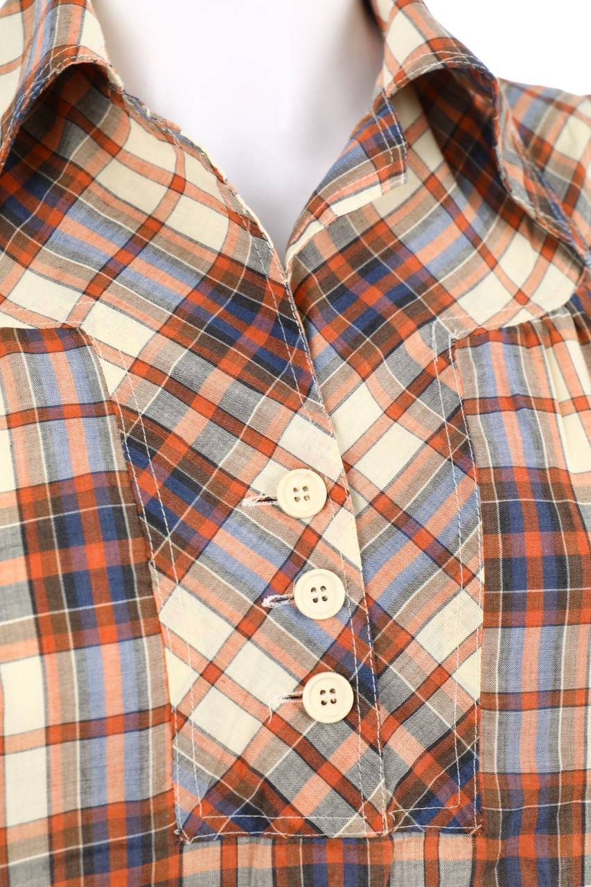 Carou VINTAGE Bluse mit Tartan-Muster Große Rabatte