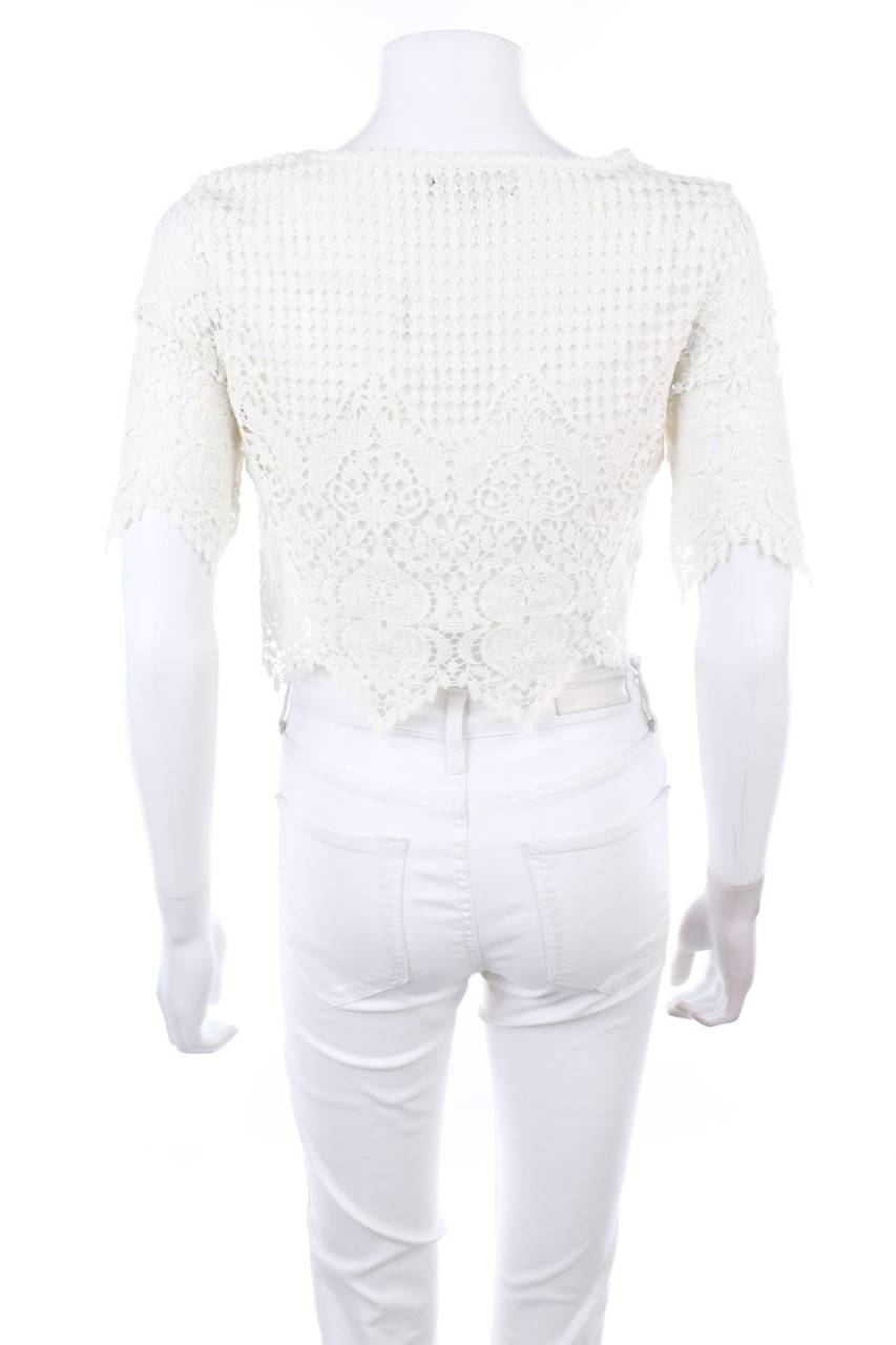 Carou NEW LOOK Cropped-Kurzarm-Bluse aus Spitze Im Verkauf
