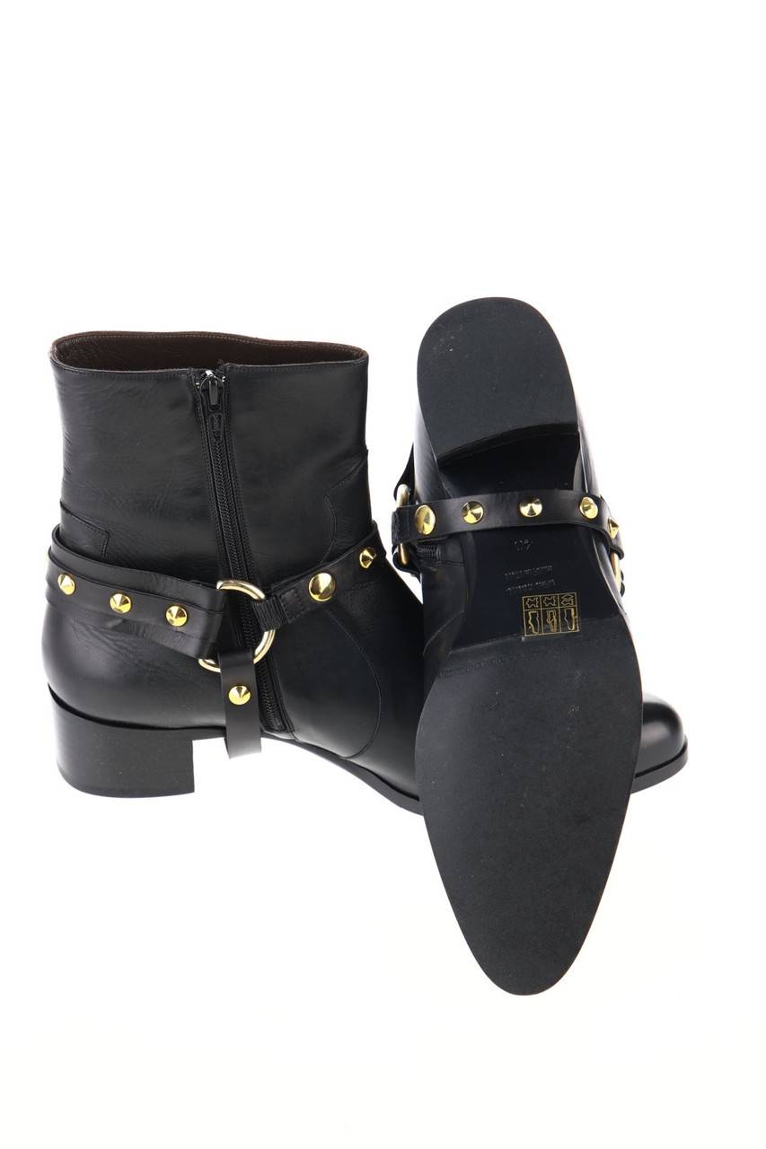 Carou GRANDINETTI Leder-Stiefeletten mit Nieten Fabrikpreis