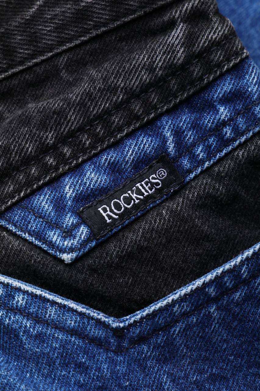 Carou ROCKIES Raw Denim Straight Cut Jeans mit Logo-Patch Weihnachtsangebot