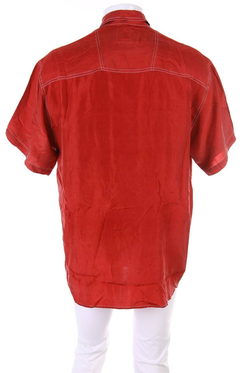 Carou VINTAGE Kurzarm-Hemd Casual uni aus Seide mit aufgesetzten Taschen Valentinstagsangebot