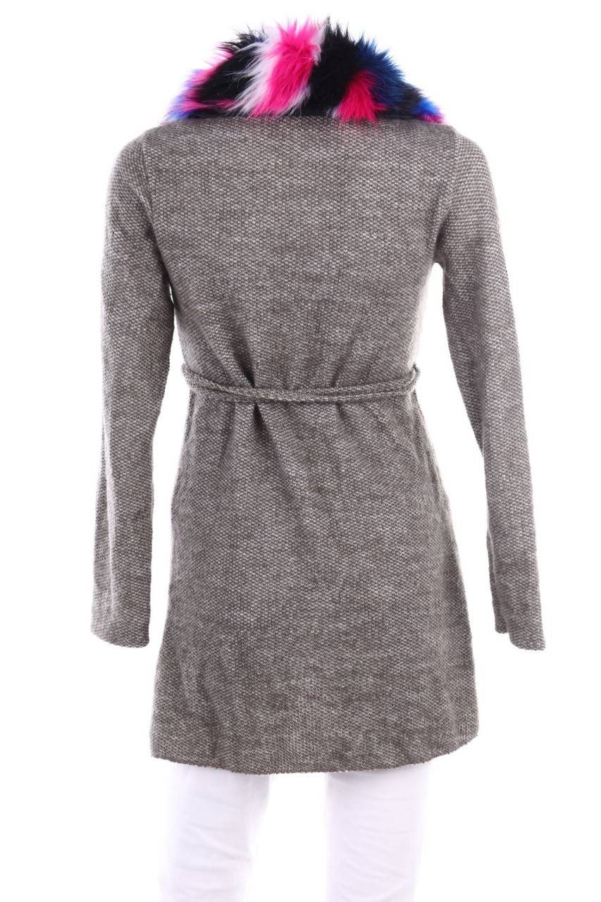 Carou Ohne Label Wickel-Cardigan mit Fake Fur-Besatz Großer Ausverkauf